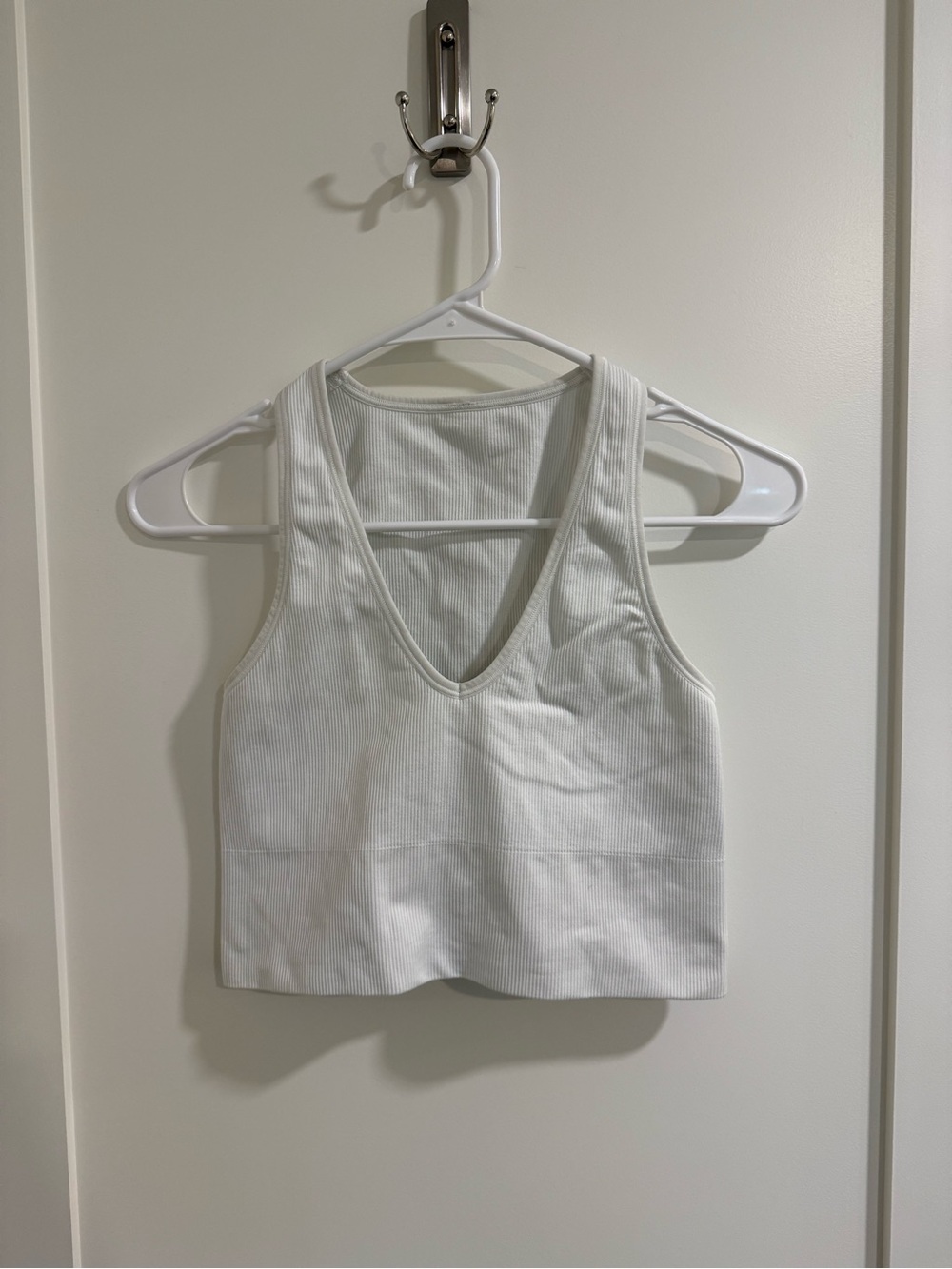 Athleta Aurora Seamless Crop Rib Tank Small White